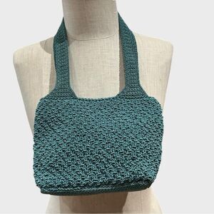 Liz Claiborne Vintage Small Micro Handbag Satchel Tote Crocheted Mesh Knit